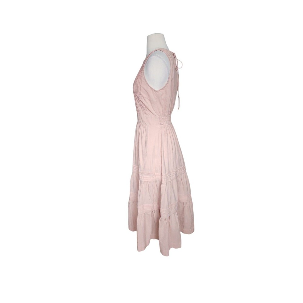 Pampelone Cotton Tiered Maxi Dress Womens S Blush Pink Cottage Pleated Feminine - Picture 3 of 10